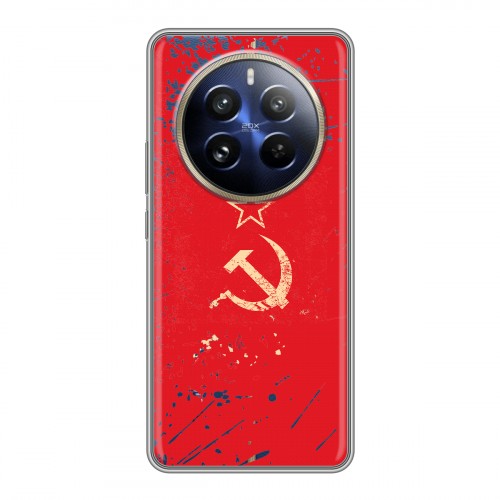 Полупрозрачный дизайнерский пластиковый чехол для Realme 12 Pro Флаг СССР