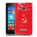 Полупрозрачный дизайнерский пластиковый чехол для Microsoft Lumia 435 Флаг СССР