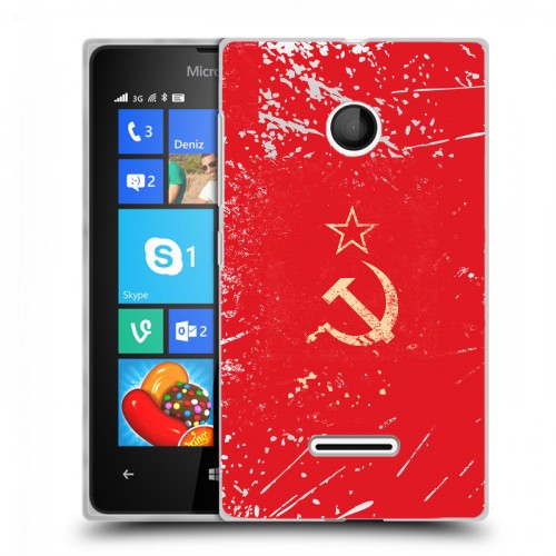 Полупрозрачный дизайнерский пластиковый чехол для Microsoft Lumia 435 Флаг СССР