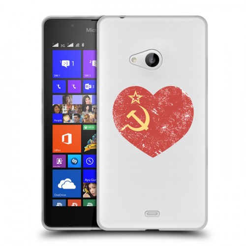 Полупрозрачный дизайнерский пластиковый чехол для Microsoft Lumia 540 Флаг СССР