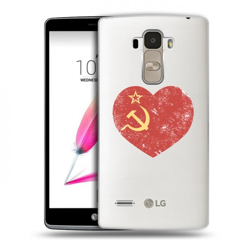 Полупрозрачный дизайнерский пластиковый чехол для LG G4 Stylus Флаг СССР