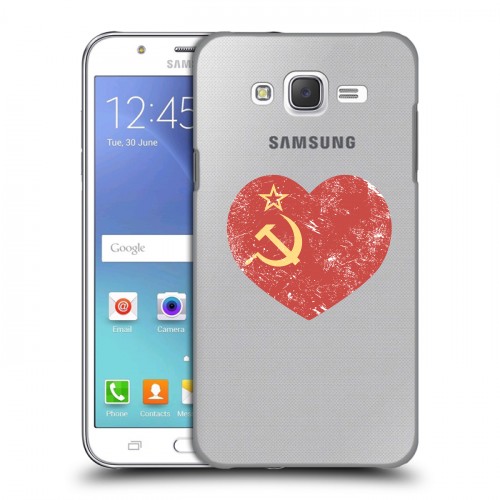 Полупрозрачный дизайнерский пластиковый чехол для Samsung Galaxy J5 Флаг СССР
