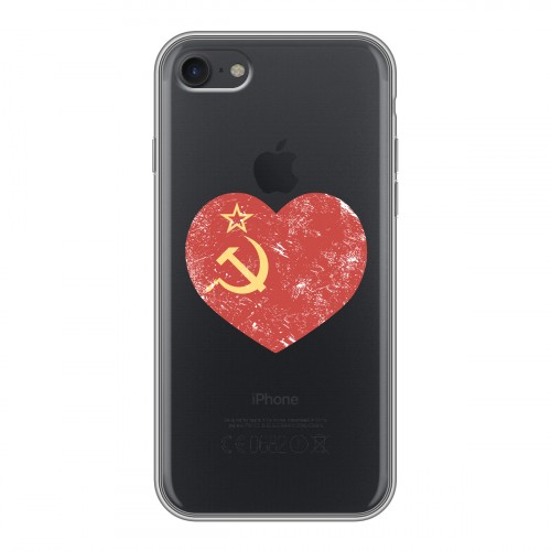 Полупрозрачный дизайнерский силиконовый чехол для Iphone 7 Флаг СССР