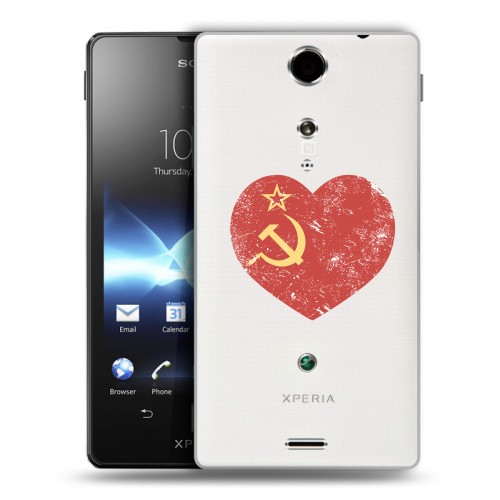 Полупрозрачный дизайнерский пластиковый чехол для Sony Xperia TX Флаг СССР