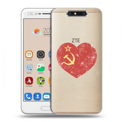 Полупрозрачный дизайнерский пластиковый чехол для ZTE Blade V8 Флаг СССР