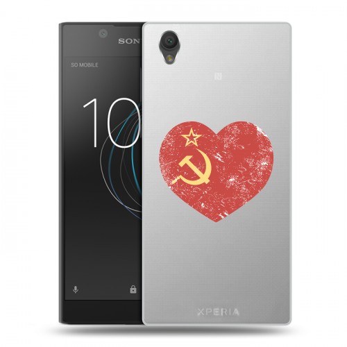 Полупрозрачный дизайнерский пластиковый чехол для Sony Xperia L1 Флаг СССР