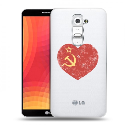 Полупрозрачный дизайнерский пластиковый чехол для LG Optimus G2 Флаг СССР