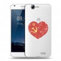 Полупрозрачный дизайнерский пластиковый чехол для Huawei Ascend G7 Флаг СССР