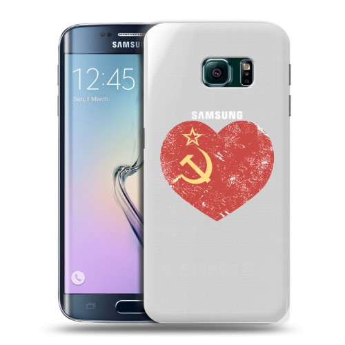 Полупрозрачный дизайнерский пластиковый чехол для Samsung Galaxy S6 Edge Флаг СССР