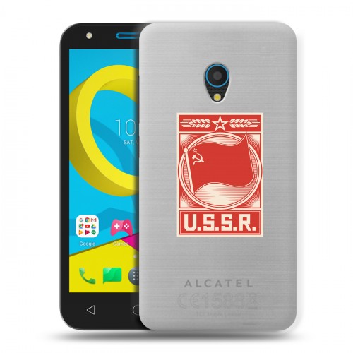 Полупрозрачный дизайнерский пластиковый чехол для Alcatel U5 Флаг СССР