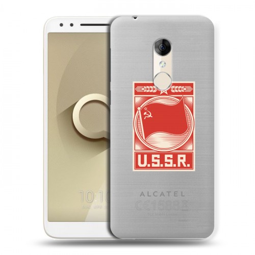 Полупрозрачный дизайнерский пластиковый чехол для Alcatel 3 Флаг СССР