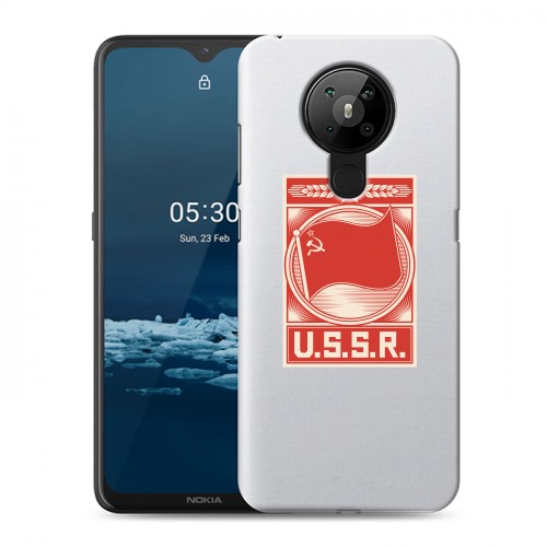 Полупрозрачный дизайнерский пластиковый чехол для Nokia 5.3 Флаг СССР