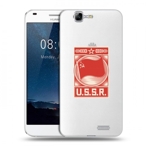 Полупрозрачный дизайнерский силиконовый чехол для Huawei Ascend G7 Флаг СССР