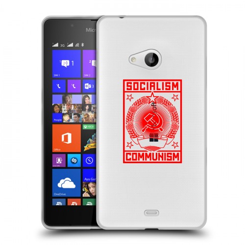 Полупрозрачный дизайнерский пластиковый чехол для Microsoft Lumia 540 Флаг СССР