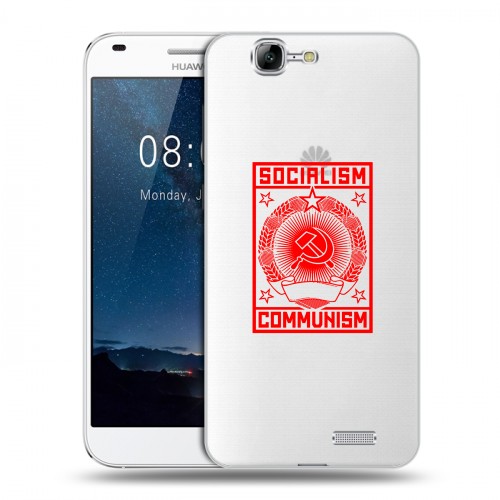 Полупрозрачный дизайнерский силиконовый чехол для Huawei Ascend G7 Флаг СССР
