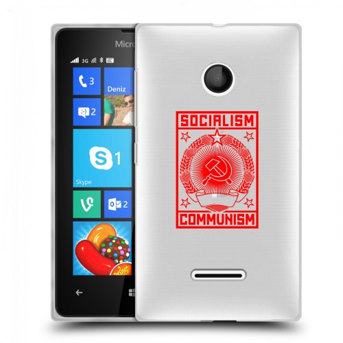 Полупрозрачный дизайнерский пластиковый чехол для Microsoft Lumia 435 Флаг СССР