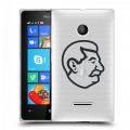 Полупрозрачный дизайнерский пластиковый чехол для Microsoft Lumia 435 Стикеры к Дню Победы