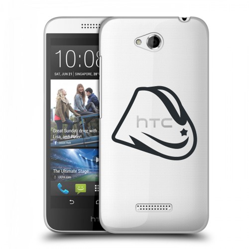 Полупрозрачный дизайнерский пластиковый чехол для HTC Desire 616 Стикеры к Дню Победы