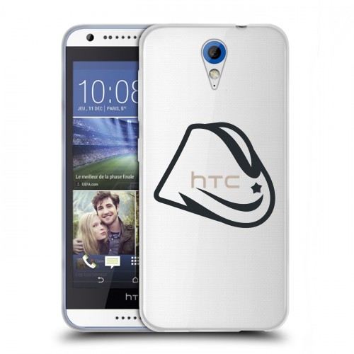 Полупрозрачный дизайнерский пластиковый чехол для HTC Desire 620 Стикеры к Дню Победы