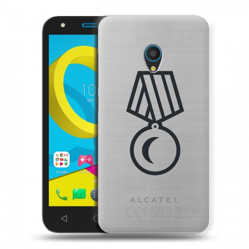 Полупрозрачный дизайнерский пластиковый чехол для Alcatel U5 Стикеры к Дню Победы