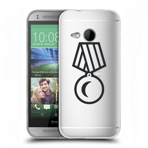 Полупрозрачный дизайнерский пластиковый чехол для HTC One mini 2 Стикеры к Дню Победы