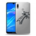 Полупрозрачный дизайнерский пластиковый чехол для Huawei Y6 (2019) Стикеры к Дню Победы