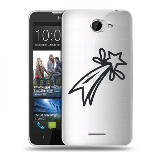 Полупрозрачный дизайнерский пластиковый чехол для HTC Desire 516 Стикеры к Дню Победы