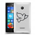 Полупрозрачный дизайнерский пластиковый чехол для Microsoft Lumia 435 Стикеры к Дню Победы