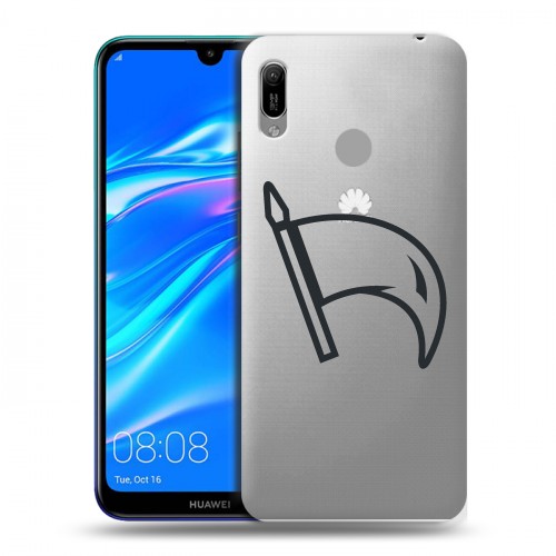 Полупрозрачный дизайнерский пластиковый чехол для Huawei Y6 (2019) Стикеры к Дню Победы
