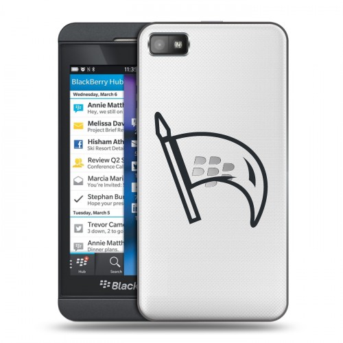 Полупрозрачный дизайнерский пластиковый чехол для BlackBerry Z10 Стикеры к Дню Победы