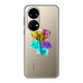 Полупрозрачный дизайнерский силиконовый чехол для Huawei P50 Pro Прозрачные слоны