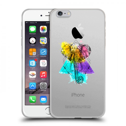 Полупрозрачный дизайнерский силиконовый чехол для Iphone 6 Plus/6s Plus Прозрачные слоны