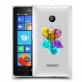 Полупрозрачный дизайнерский пластиковый чехол для Microsoft Lumia 435 Прозрачные слоны