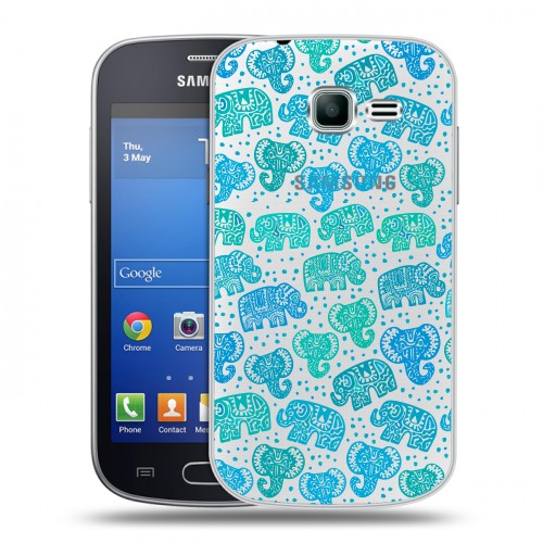 Полупрозрачный дизайнерский пластиковый чехол для Samsung Galaxy Trend Lite Прозрачные слоны