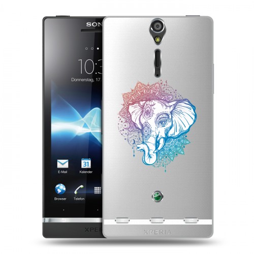 Полупрозрачный дизайнерский пластиковый чехол для Sony Xperia S Прозрачные слоны