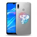 Полупрозрачный дизайнерский пластиковый чехол для Huawei Y6 (2019) Прозрачные слоны