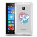 Полупрозрачный дизайнерский пластиковый чехол для Microsoft Lumia 435 Прозрачные слоны