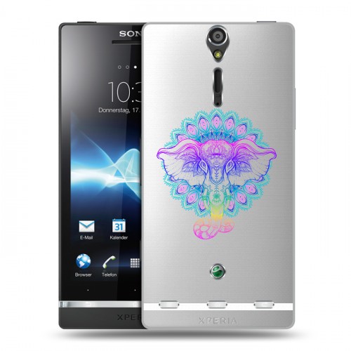 Полупрозрачный дизайнерский пластиковый чехол для Sony Xperia S Прозрачные слоны