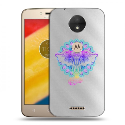 Полупрозрачный дизайнерский пластиковый чехол для Motorola Moto C Прозрачные слоны