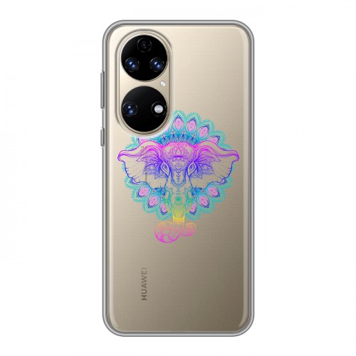 Полупрозрачный дизайнерский силиконовый чехол для Huawei P50 Pro Прозрачные слоны