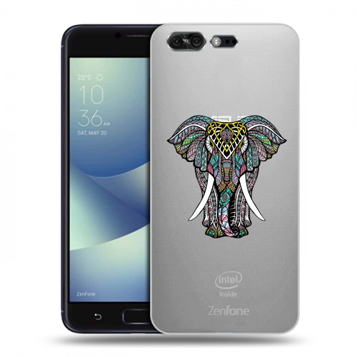 Полупрозрачный дизайнерский пластиковый чехол для ASUS ZenFone 4 Pro Прозрачные слоны