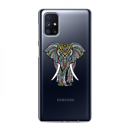 Полупрозрачный дизайнерский силиконовый с усиленными углами чехол для Samsung Galaxy M51 Прозрачные слоны