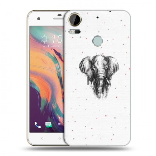 Полупрозрачный дизайнерский пластиковый чехол для HTC Desire 10 Pro Прозрачные слоны