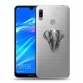 Полупрозрачный дизайнерский пластиковый чехол для Huawei Y6 (2019) Прозрачные слоны