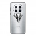 Полупрозрачный дизайнерский силиконовый с усиленными углами чехол для Huawei Mate 50 Pro Прозрачные слоны