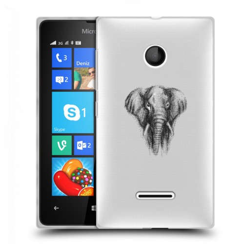 Полупрозрачный дизайнерский пластиковый чехол для Microsoft Lumia 435 Прозрачные слоны