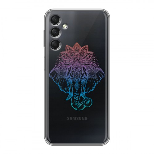 Полупрозрачный дизайнерский силиконовый с усиленными углами чехол для Samsung Galaxy A24 4G Прозрачные слоны