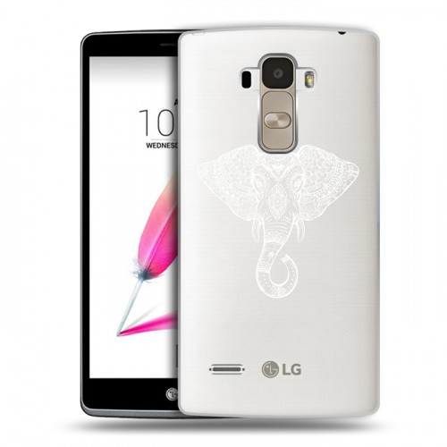 Полупрозрачный дизайнерский пластиковый чехол для LG G4 Stylus Прозрачные слоны