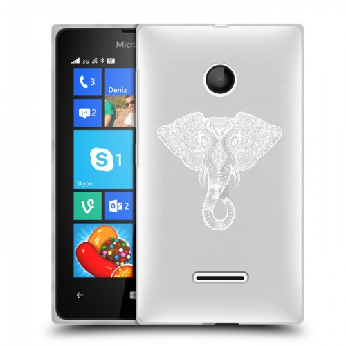 Полупрозрачный дизайнерский пластиковый чехол для Microsoft Lumia 435 Прозрачные слоны