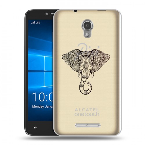 Полупрозрачный дизайнерский пластиковый чехол для Alcatel OneTouch Pixi First Прозрачные слоны
